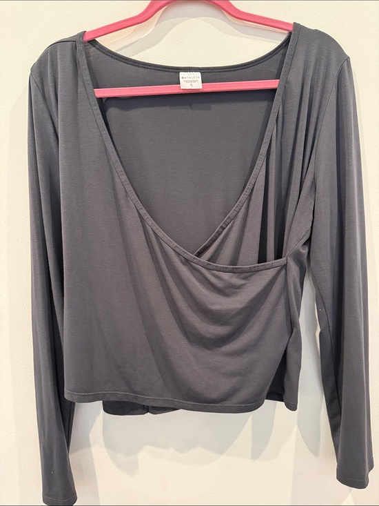 Athleta Tops - Athleta Gray Long Sleeve Wrap Top